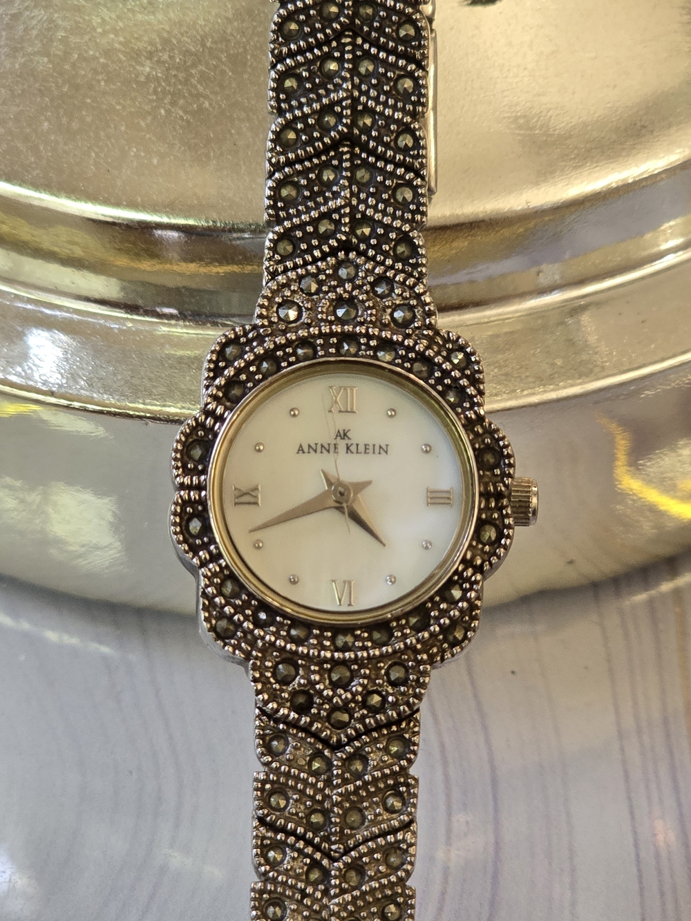 Anne Klein Women's Gold-Tone Marcasite Accent Watch - Gold